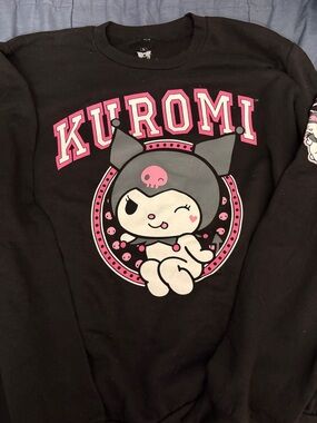 Kuromi Graphic Black Women's Sweatshirt - Pink Accent